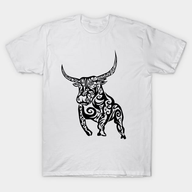 Tribal Bull T-Shirt by twizzler3b